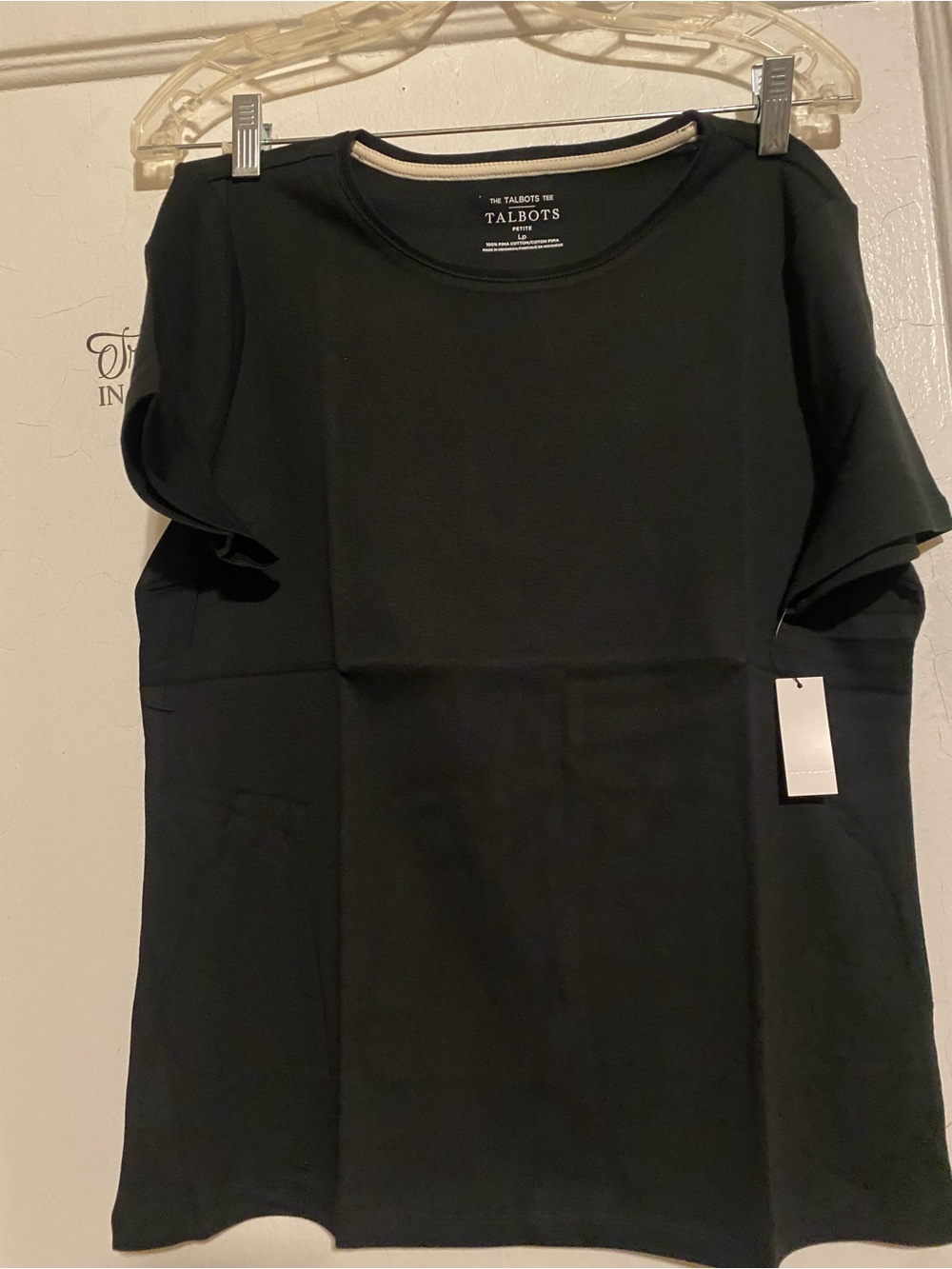 Talbots Black Short Sleeve Crewneck Tee with Contrast Trim